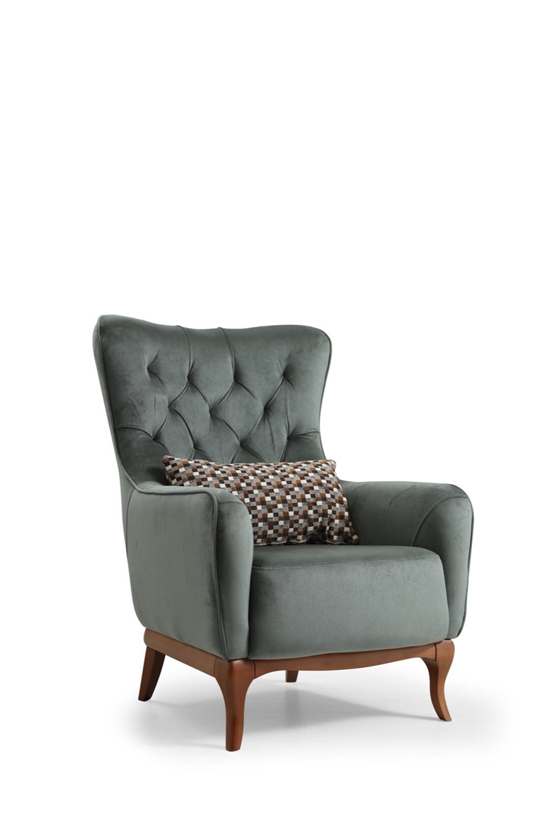 Netline Home Interior Daniella armchair with plush fabric upholstery, comfortable accent seating with a modern design.