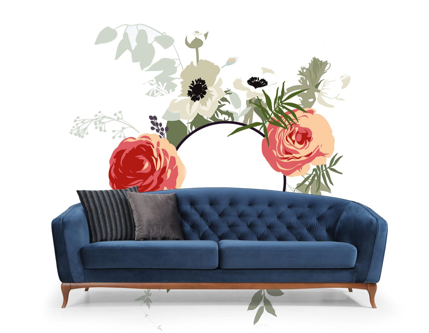 Three-seater sofa from Netline Home Interior with plush cushions and modern design, perfect for stylish everyday comfort.