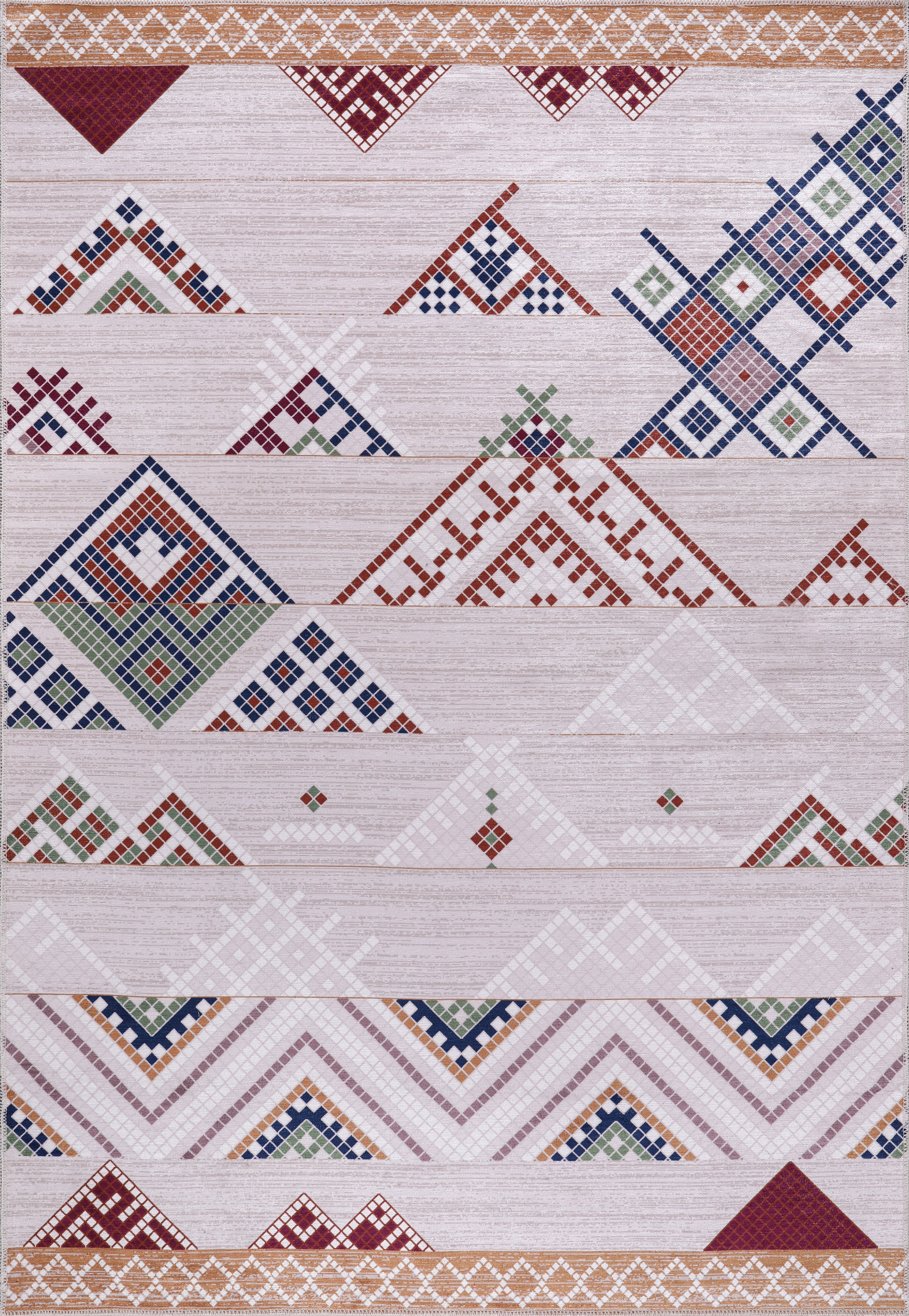 Netline Home Rugs Depot - Bohemian Grey Striped Washable Rug, Design NL1002