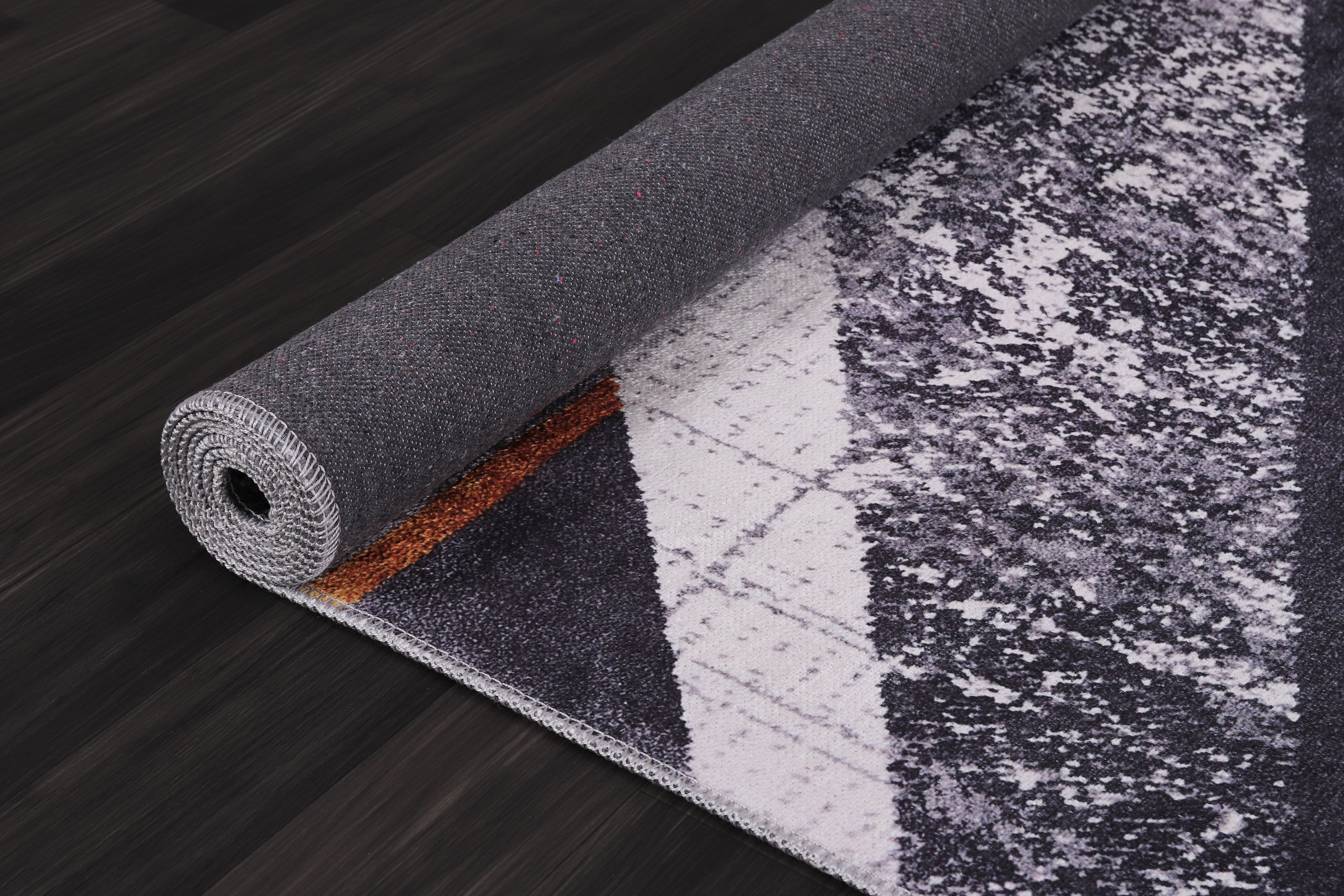 Netline Home Rugs Depot Bohemian Grey Striped Washable Rug Design NL1005