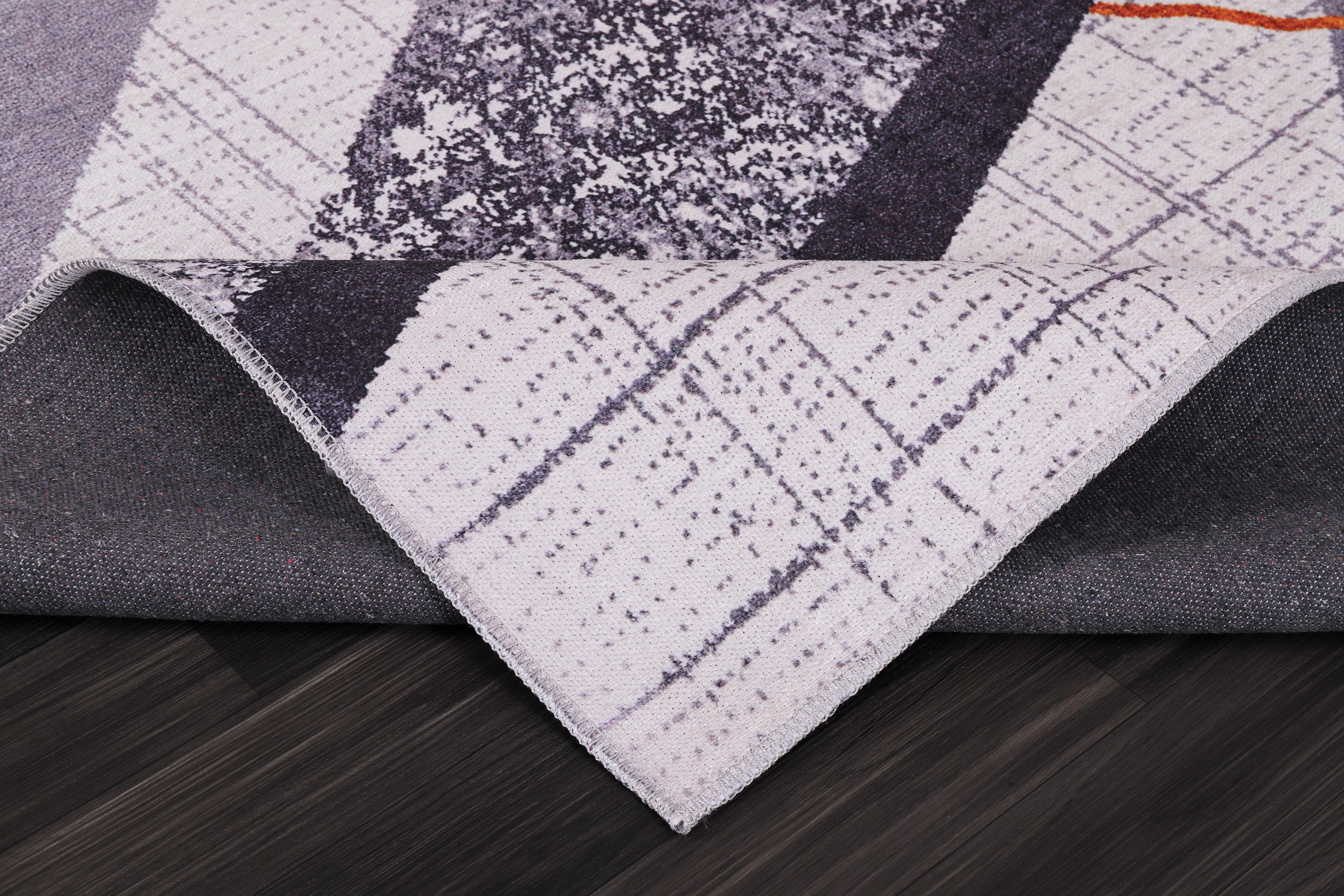 Netline Home Rugs Depot Bohemian Grey Striped Washable Rug Design NL1005