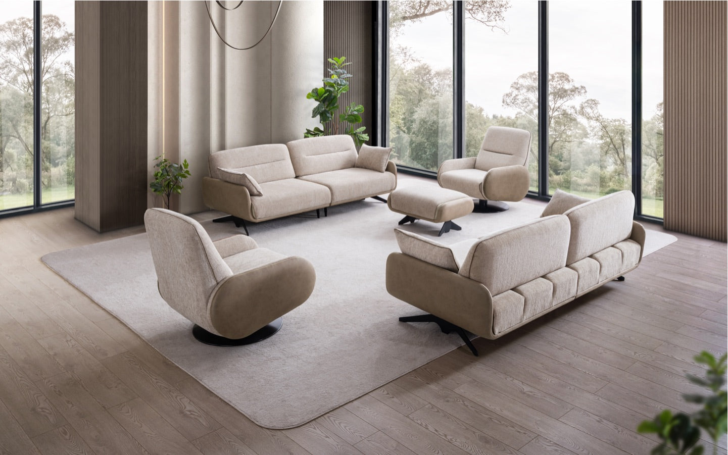 Spacious Melisa Corner Sofa Set by Netline Home Interior with plush cushions and modern design for comfortable lounge seating.