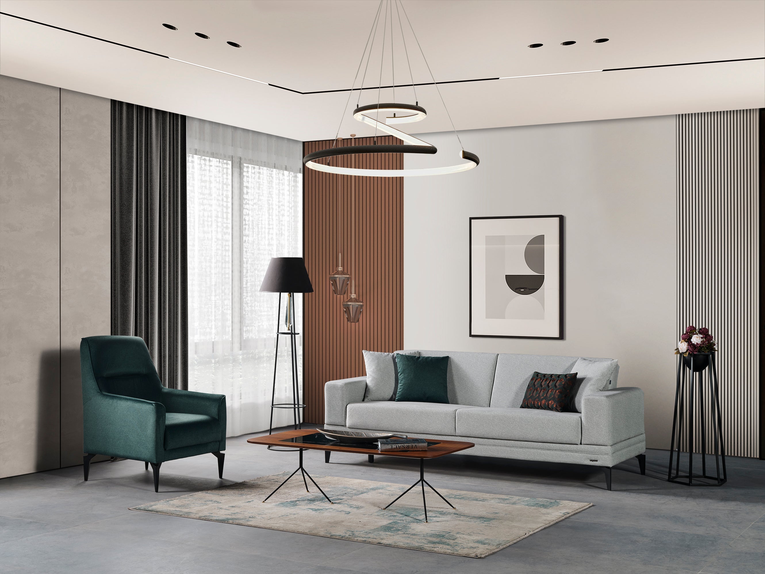Modern Talin sofa set by Netline Home Interior, featuring plush cushions and sleek design for stylish living room comfort.