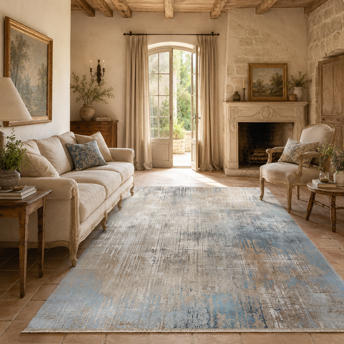 Keepsake Mosaic Mid Grey Modern Washable Rug by Netline Home