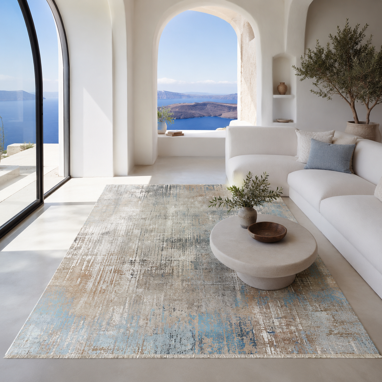 Keepsake Mosaic Mid Grey Modern Washable Rug by Netline Home