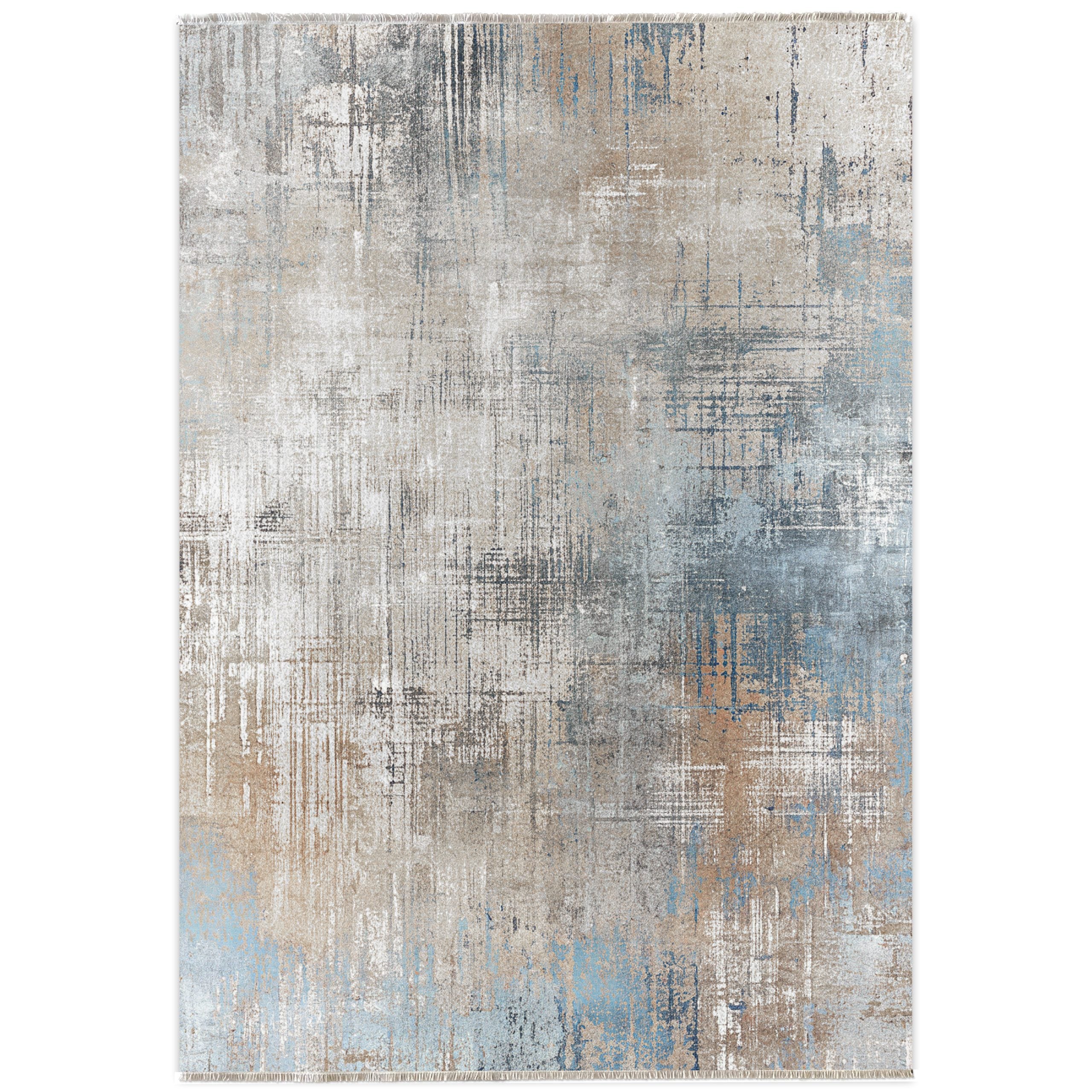 Keepsake Mosaic Mid Grey Modern Washable Rug by Netline Home