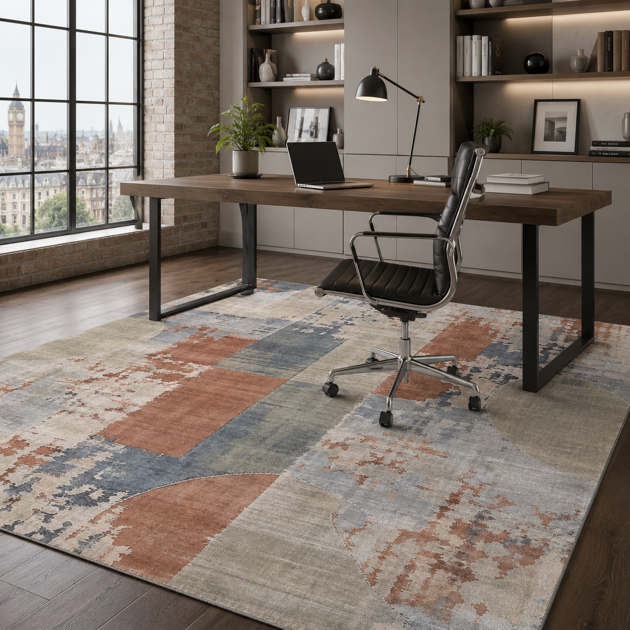 Regal Geometry Navy Blue Washable Rug by Netline Home