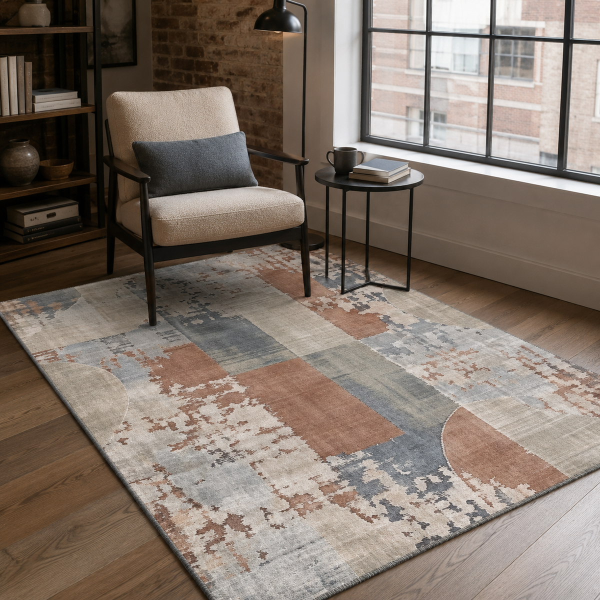 Regal Geometry Navy Blue Washable Rug by Netline Home