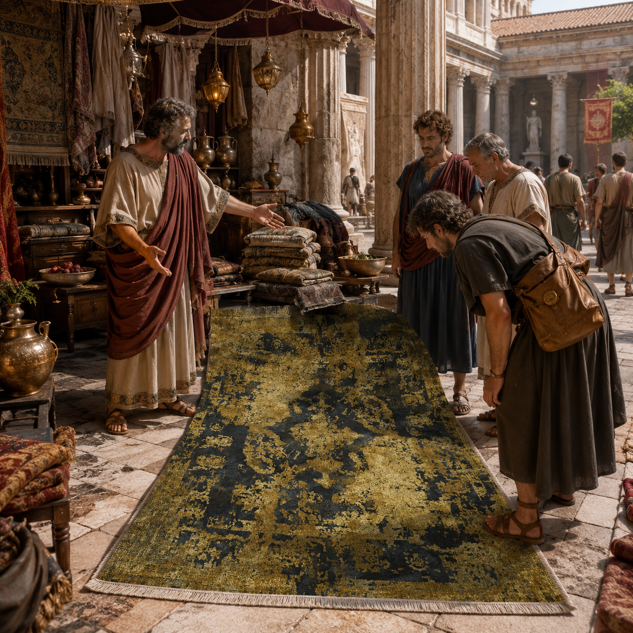 Netline Home Yellow Gold Black Anthracite Vintage Machine Washable Chenille Rug Design NH7020
