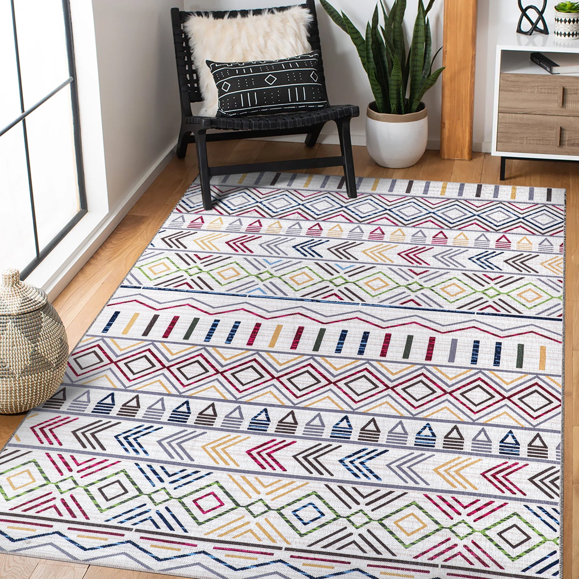 Netline Home Rugs Depot Kilim Red Medallion Washable Rug Design RW1005