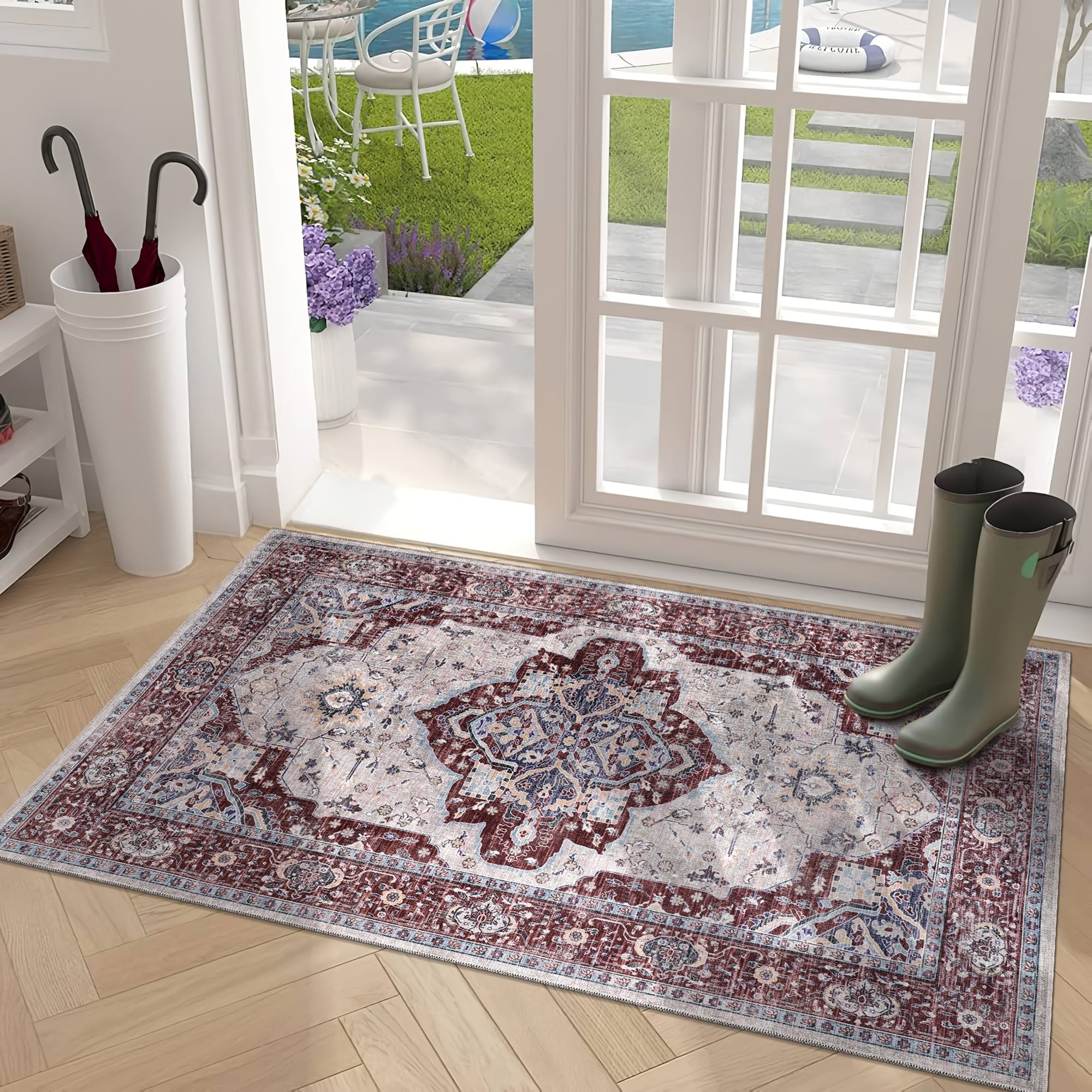 Netline Home Rugs Depot RW1008 – Machine Washable Persian Medallion Rug | Traditional Oriental Vintage Carpet for Living Room, Bedroom & Dining