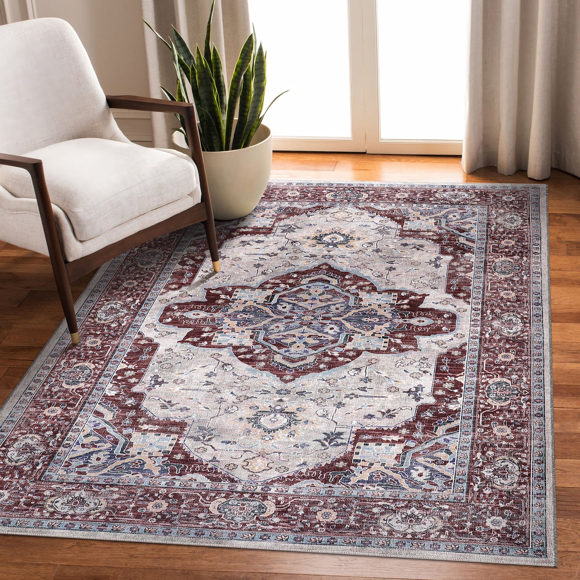Netline Home Rugs Depot RW1008 – Machine Washable Persian Medallion Rug | Traditional Oriental Vintage Carpet for Living Room, Bedroom & Dining