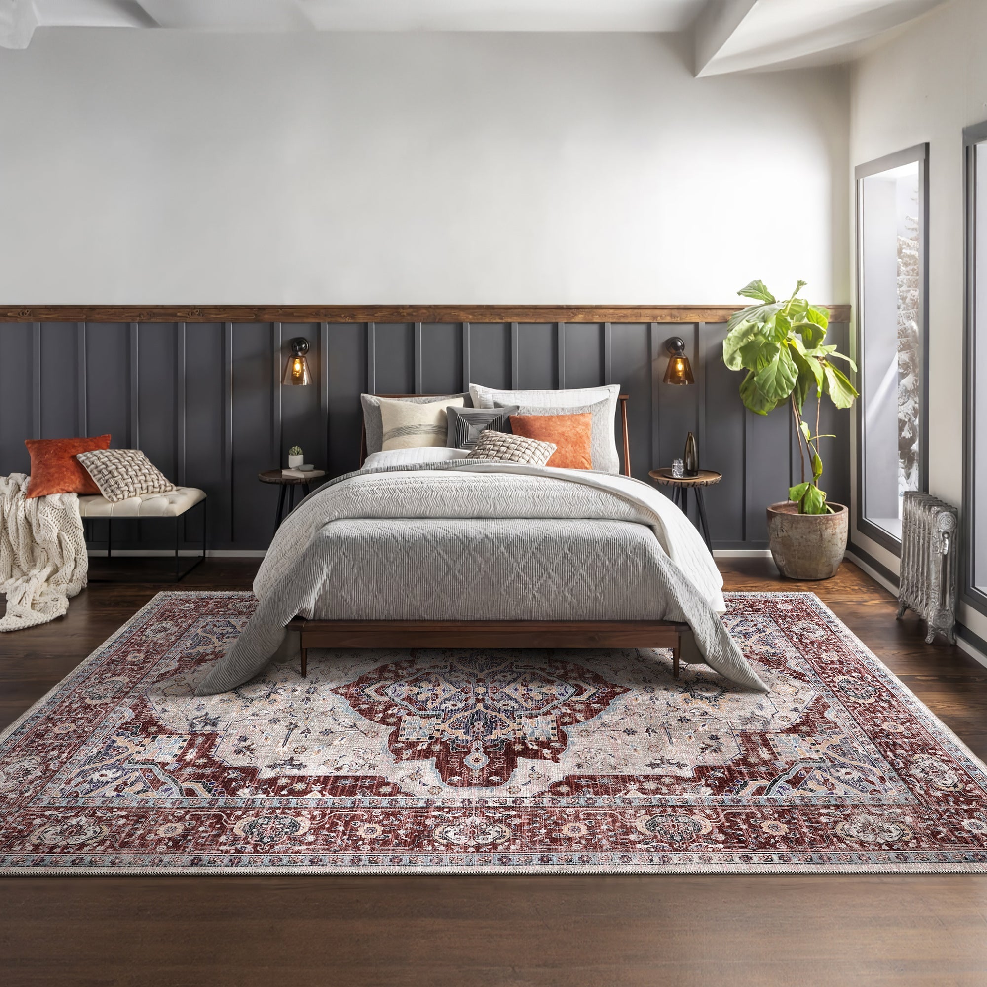 Netline Home Rugs Depot RW1008 – Machine Washable Persian Medallion Rug | Traditional Oriental Vintage Carpet for Living Room, Bedroom & Dining