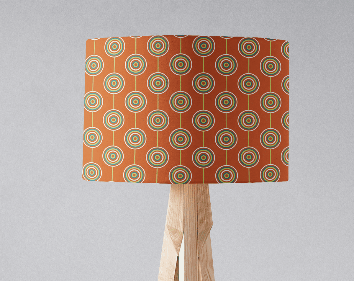 Orange Retro Circles Design Lampshade – Ceiling & Table Compatible