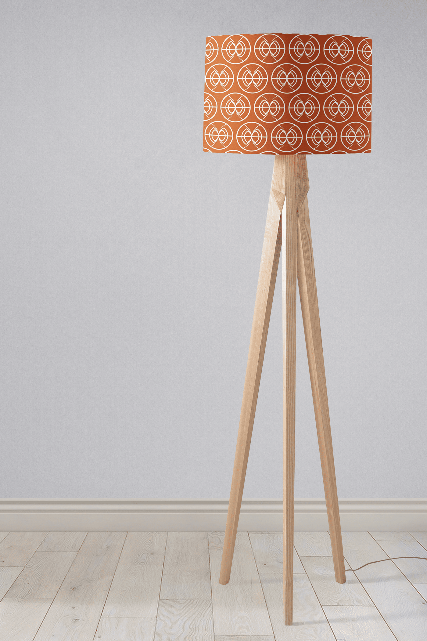 Orange and White Geometric Semi-Circle Design Lampshade – Ceiling & Table Compatible