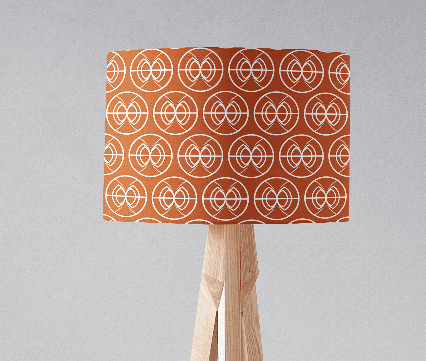Orange and White Geometric Semi-Circle Design Lampshade – Ceiling & Table Compatible