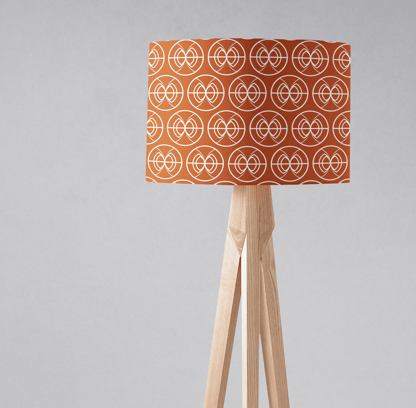Orange and White Geometric Semi-Circle Design Lampshade – Ceiling & Table Compatible