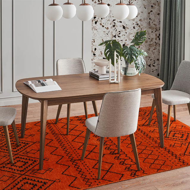 Netline Home Machine Washable Rug RW1801 – ORANGE Soft Chenille