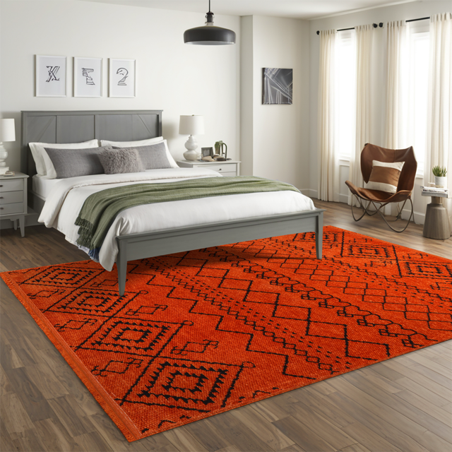 Netline Home Machine Washable Rug RW1801 – ORANGE Soft Chenille