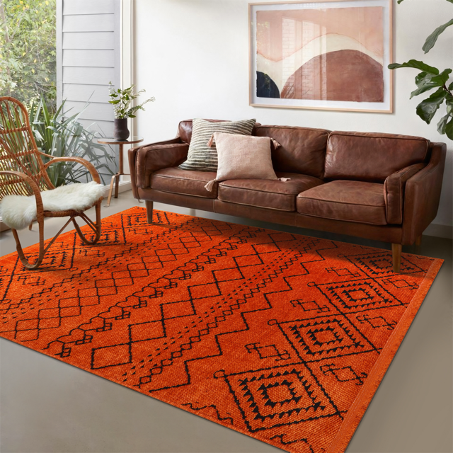 Netline Home Machine Washable Rug RW1801 – ORANGE Soft Chenille