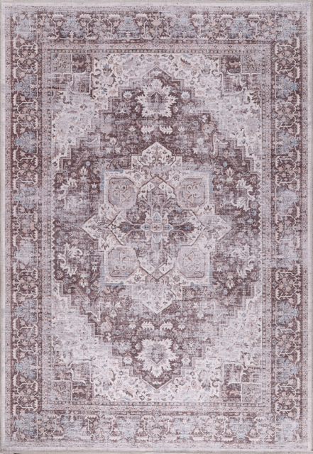 Offset Watercolour Mauve Grey Abstract Washable Rug by Netline Home