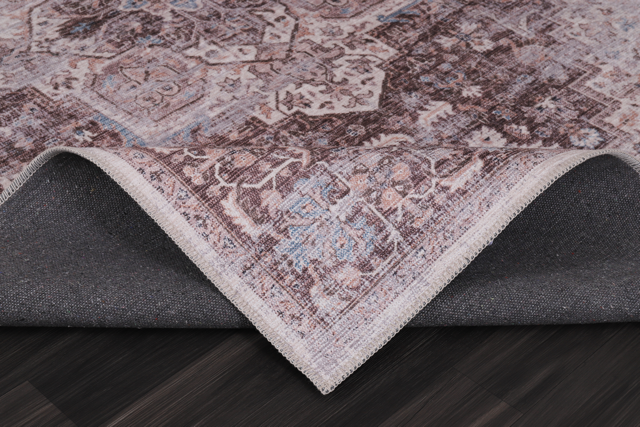Offset Watercolour Mauve Grey Abstract Washable Rug by Netline Home