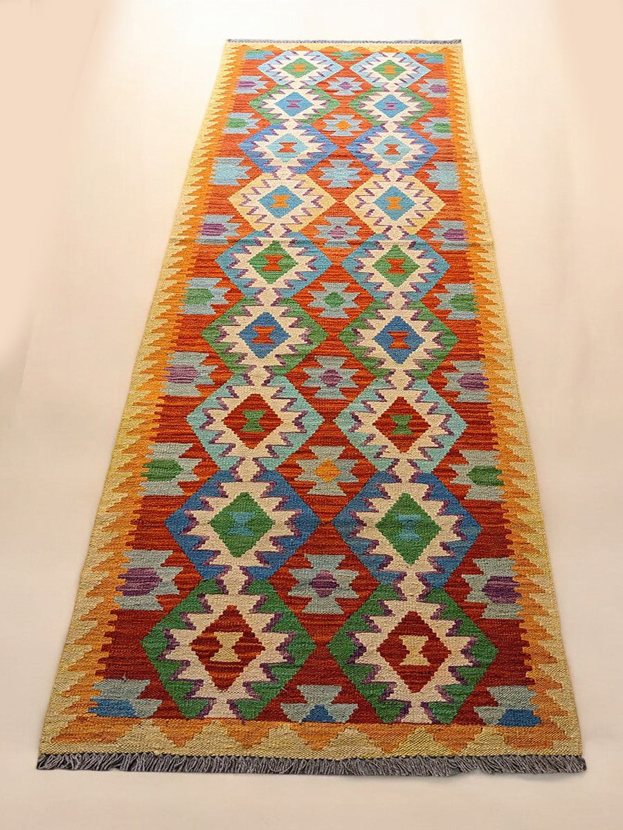Maimana Afghanistan Kilim Rug - 302 x 81 cm