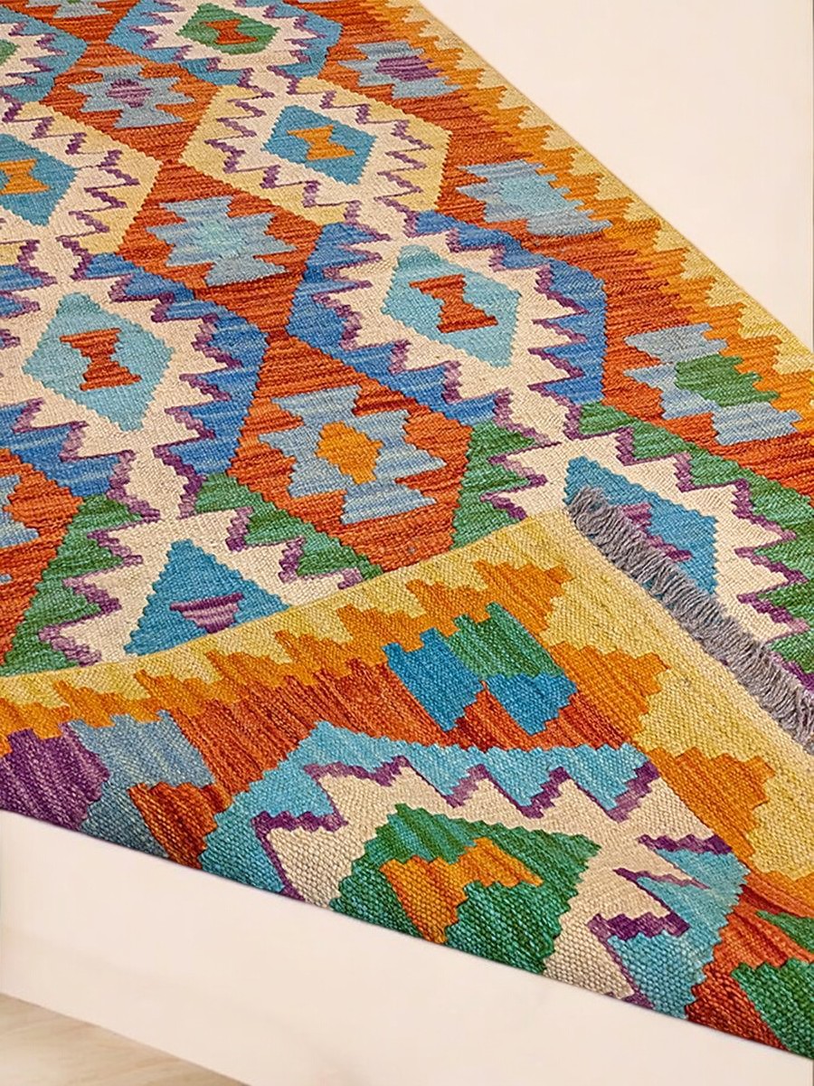 Maimana Afghanistan Kilim Rug - 302 x 81 cm