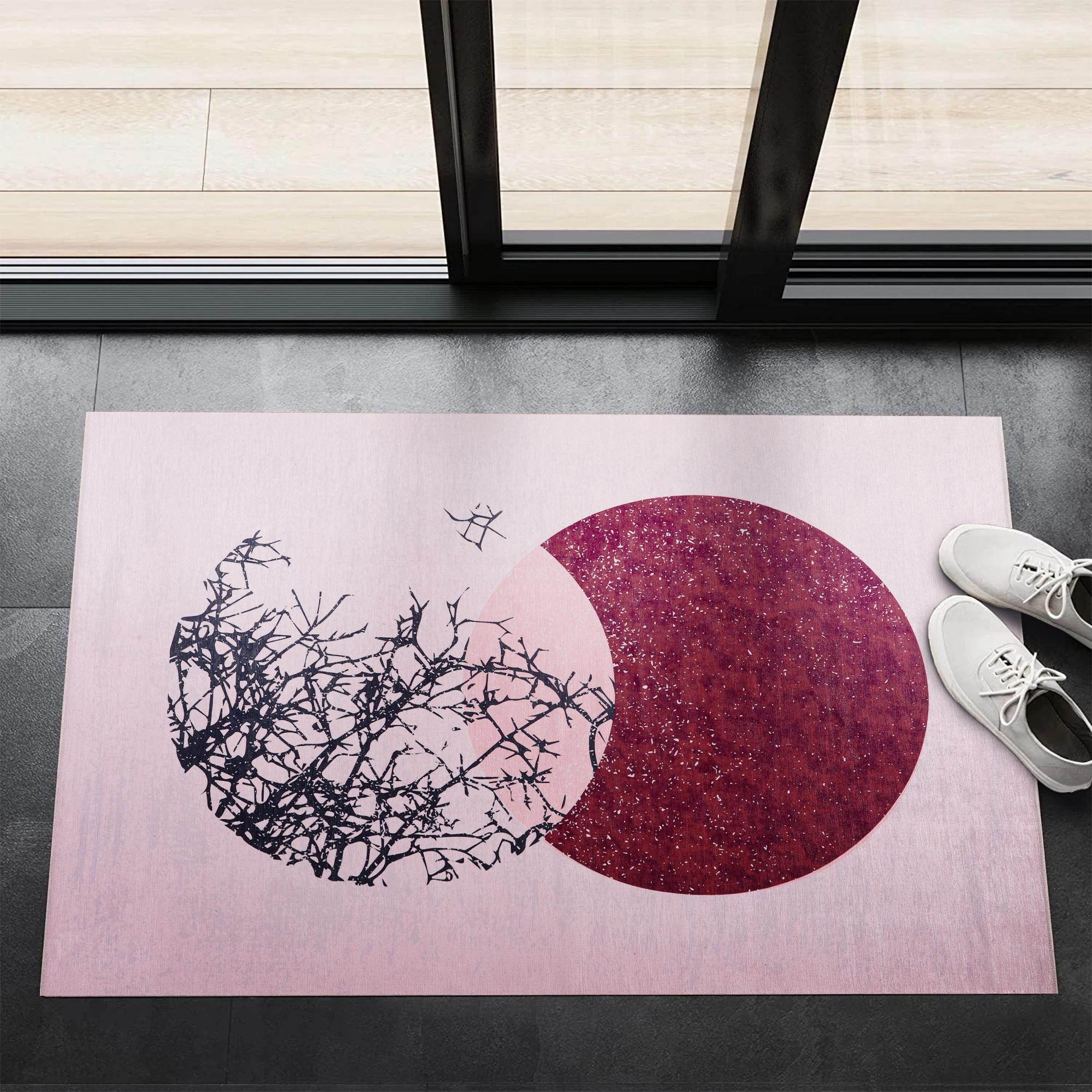 Netline Home Rugs Depot - Geometric Black & White Patchwork Washable Rug, Design NL1003