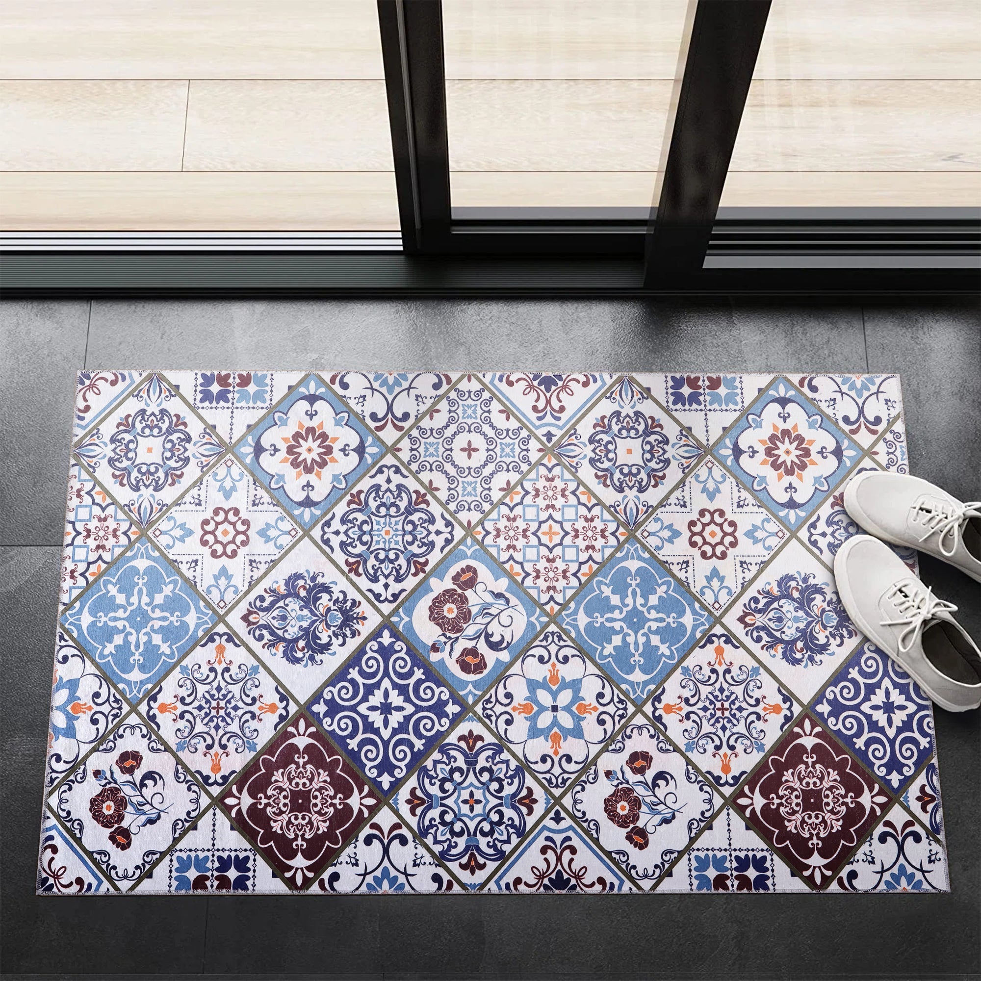 Netline Home Rugs Depot Modern Beige Floral Washable Rug Design 4002