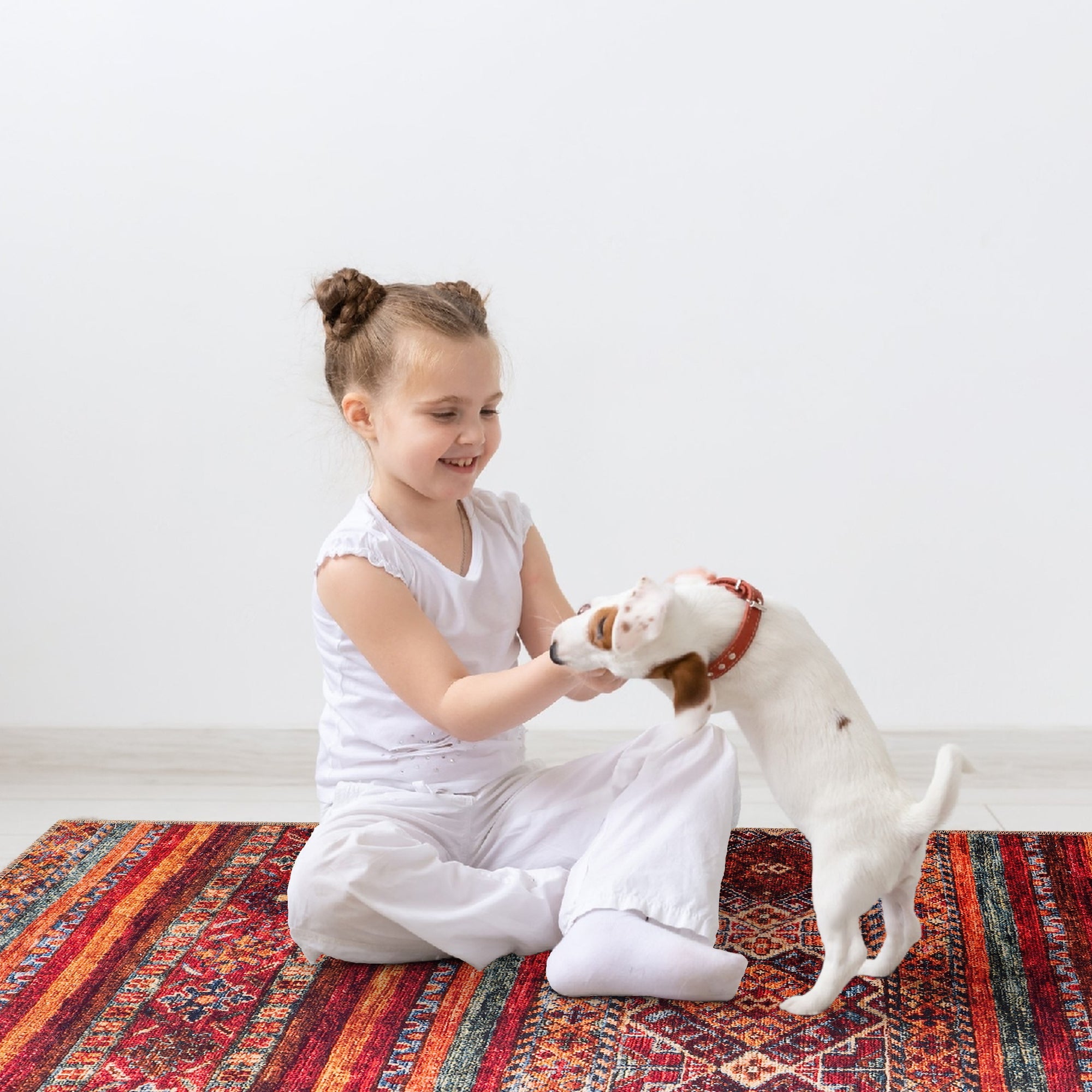 Netline Home Rugs Depot NL1007 – Machine Washable Tribal Diamond Rug | Multicolor Striped Kilim-Inspired Carpet for Living Room, Bedroom & Dining