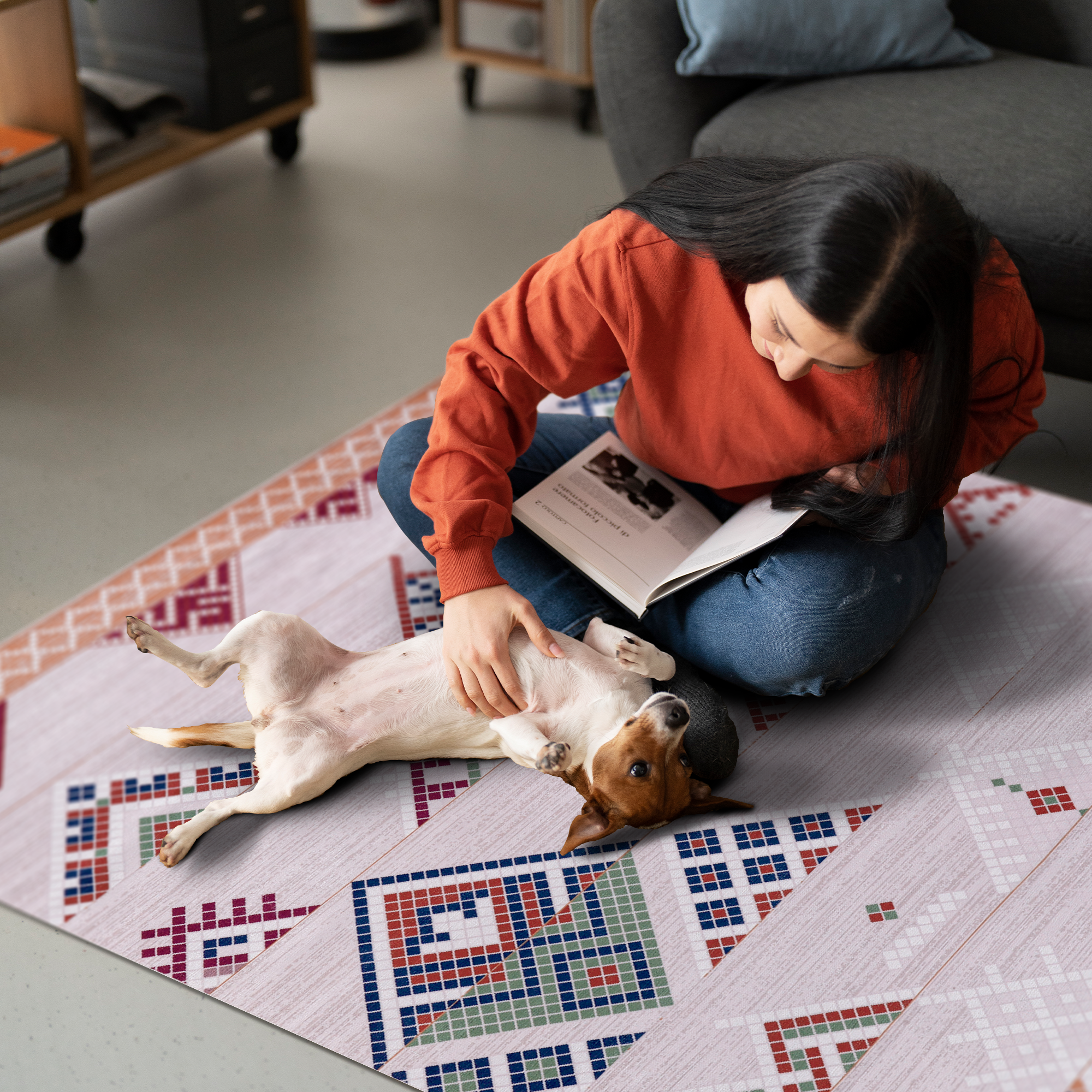 Netline Home Rugs Depot - Bohemian Grey Striped Washable Rug, Design NL1002