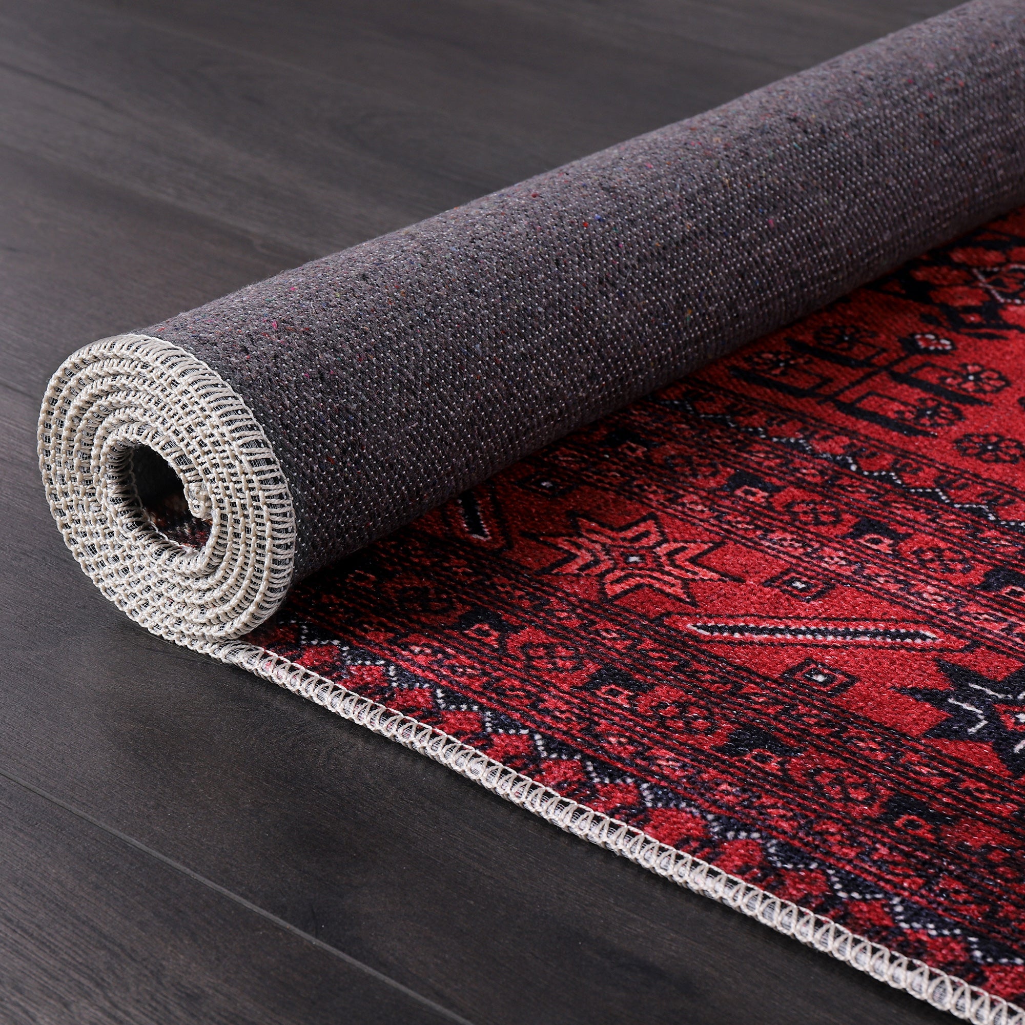 Netline Home Rugs Depot RW1001 – Machine Washable Red Afghan Pattern Area Rug | Traditional Oriental Geometric Design for Living Room, Bedroom & Office