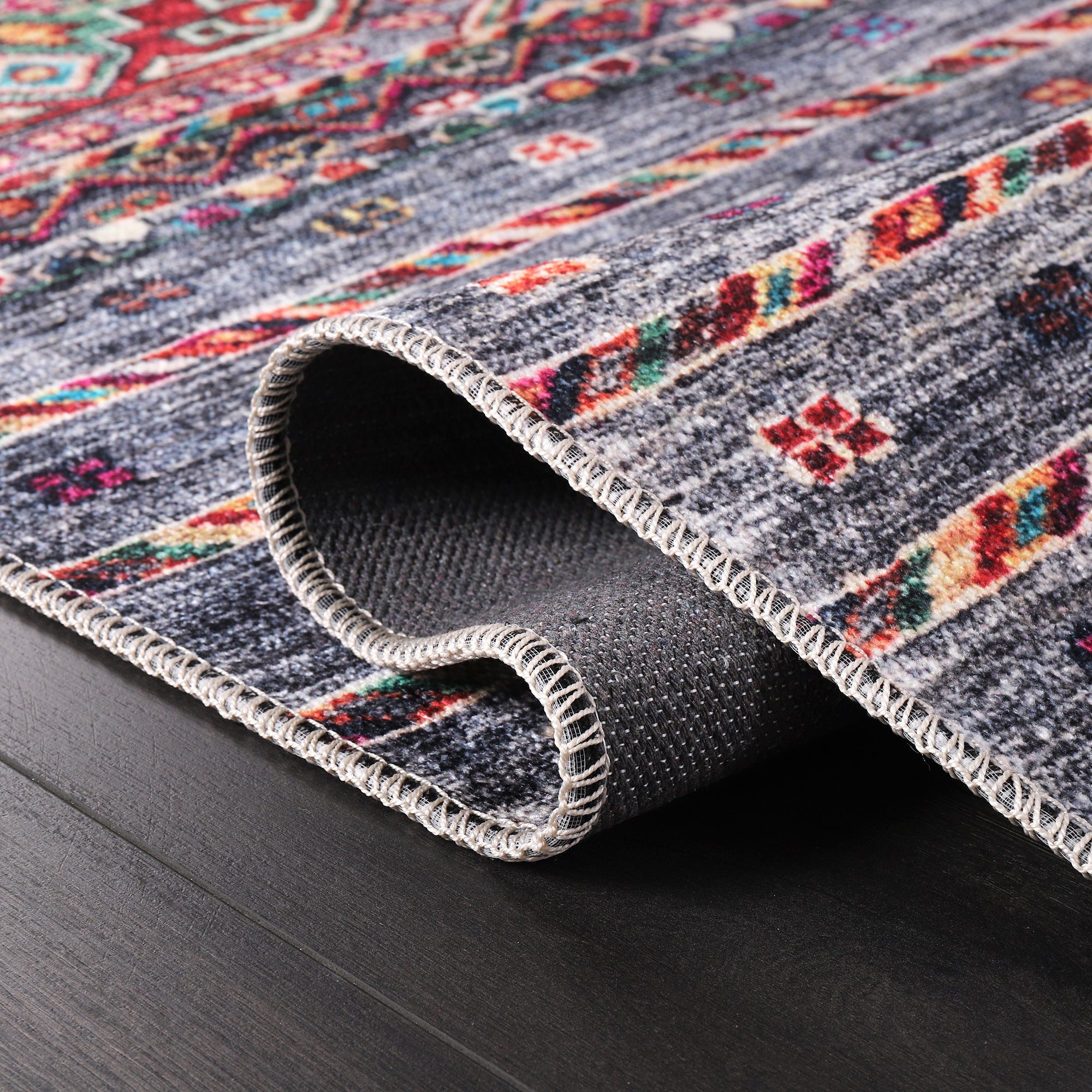 Netline Home Rugs Depot RW1002 – Machine Washable Multicolor Tribal Diamond Rug | Bohemian Kilim-Style Carpet for Living Room, Bedroom & Office