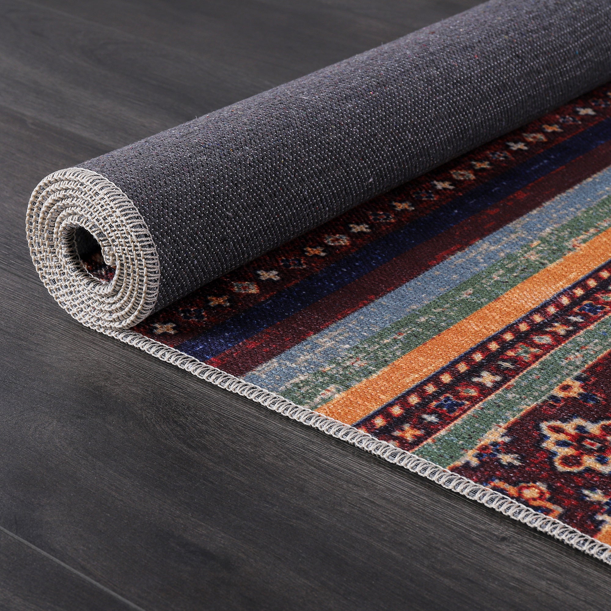 Netline Home Rugs Depot RW1004 – Machine Washable Multicolor Tribal Kilim Rug | Geometric Striped Oriental Carpet for Living Room, Bedroom & Dining