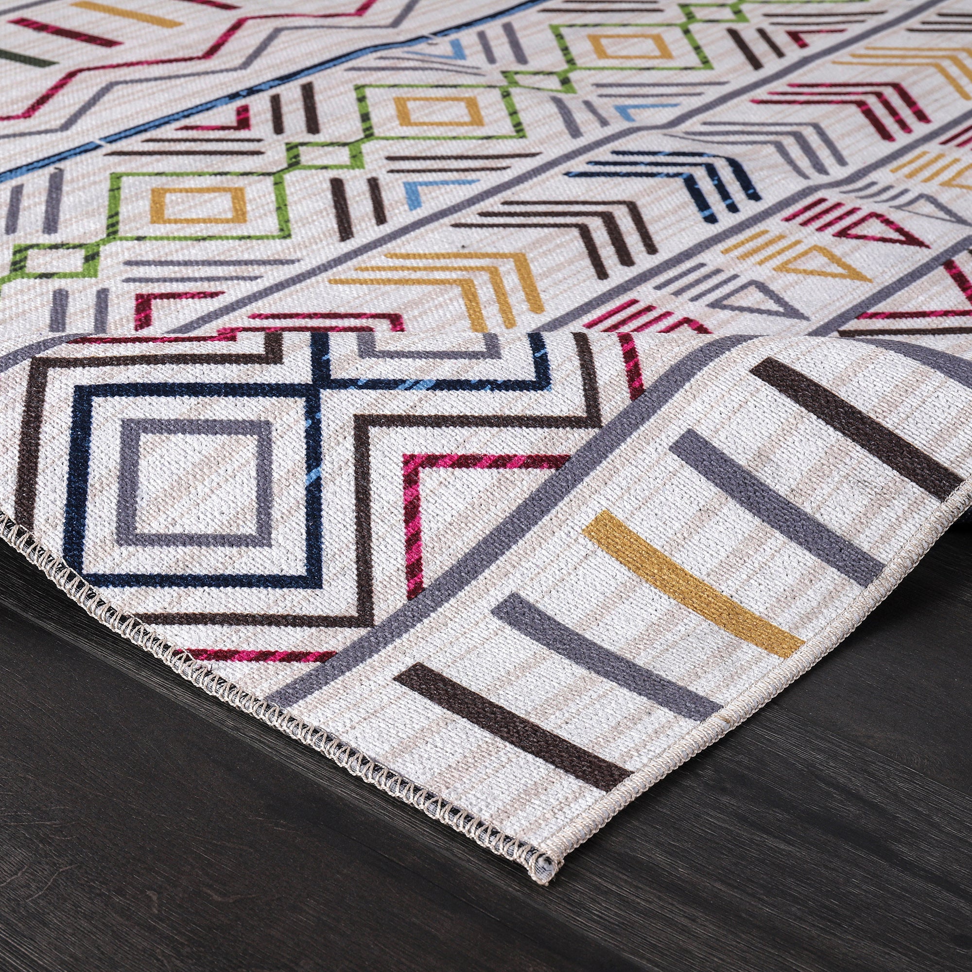 Netline Home Rugs Depot Kilim Red Medallion Washable Rug Design RW1005