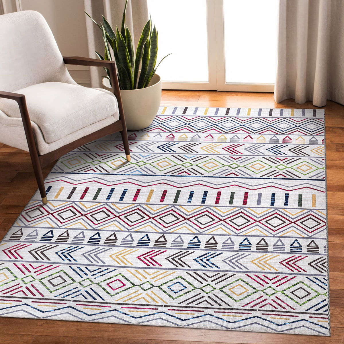 RW1005A washable chenille area rug in a modern living room