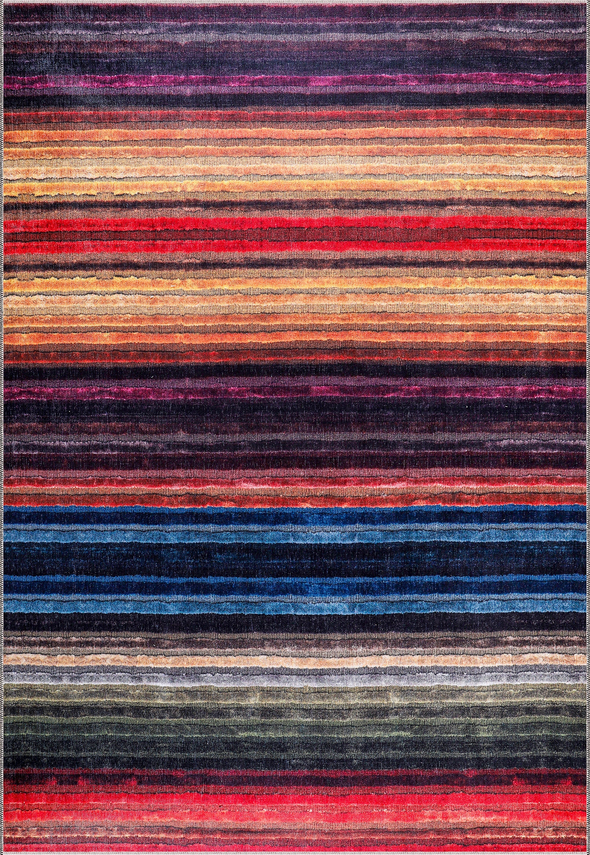 Netline Home Rugs Depot RW1006 – Machine Washable Multicolor Striped Area Rug | Modern Bohemian Vibrant Carpet for Living Room, Bedroom & Office