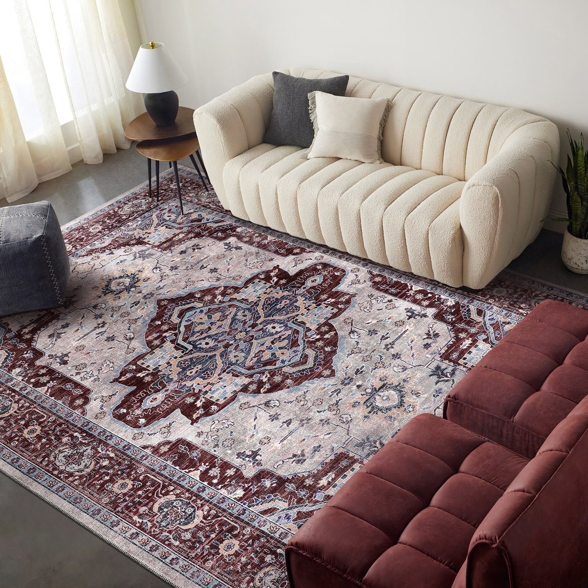 RW1008 washable chenille area rug in a modern living room