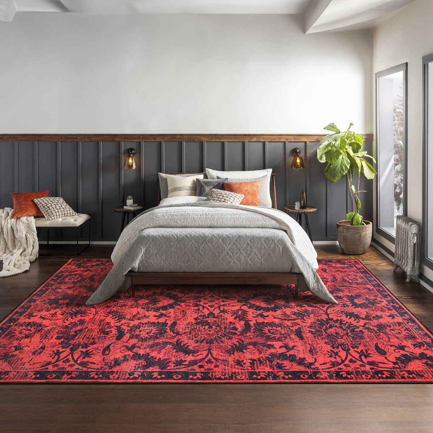 RW1010 washable area rug in a modern bedroom