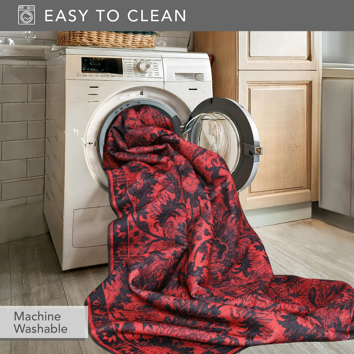 RW1010 washable chenille area rug viewed from above