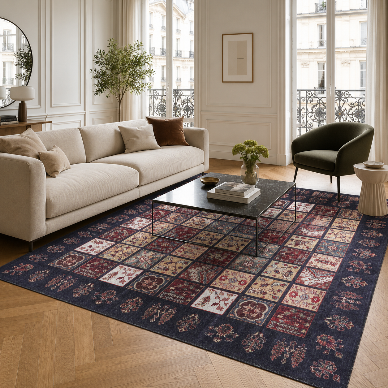 Crafted Heritage Burgundy Washable Rug by Netline Home