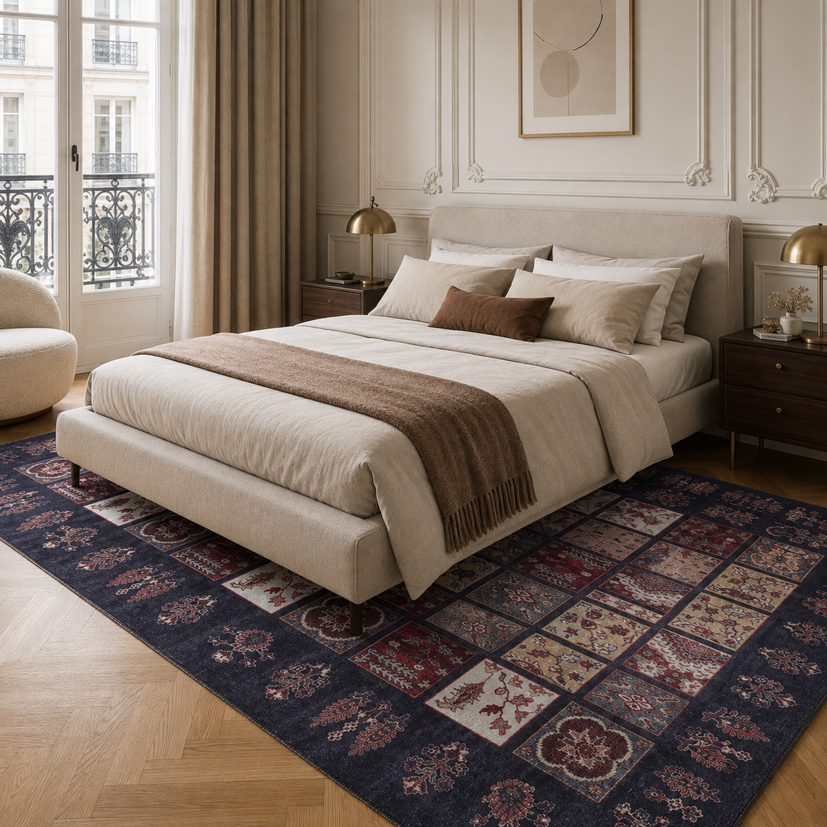 Crafted Heritage Burgundy Washable Rug by Netline Home
