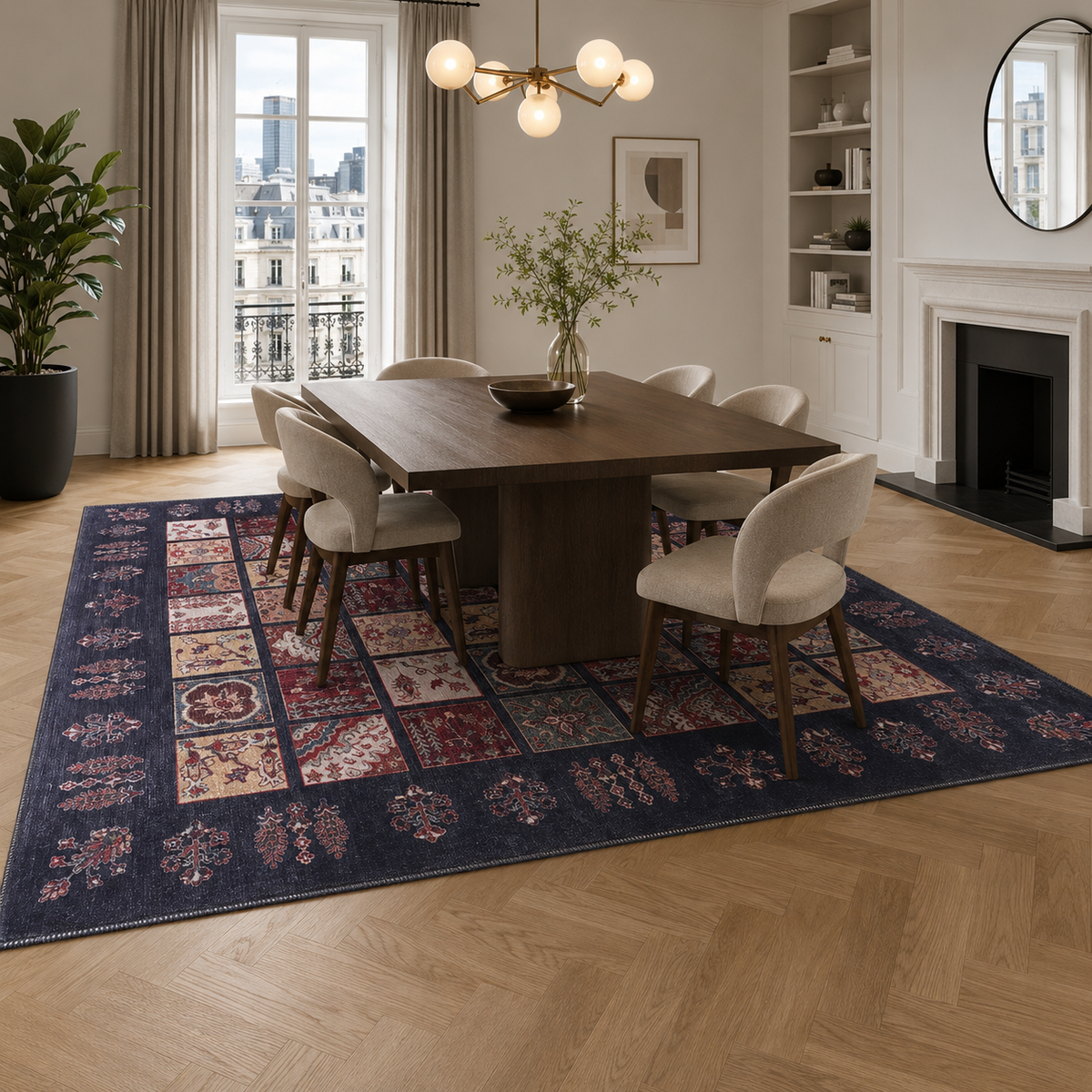 Crafted Heritage Burgundy Washable Rug by Netline Home