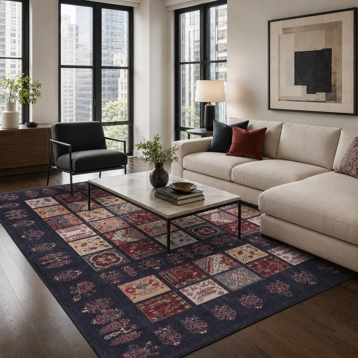 Crafted Heritage Burgundy Washable Rug by Netline Home