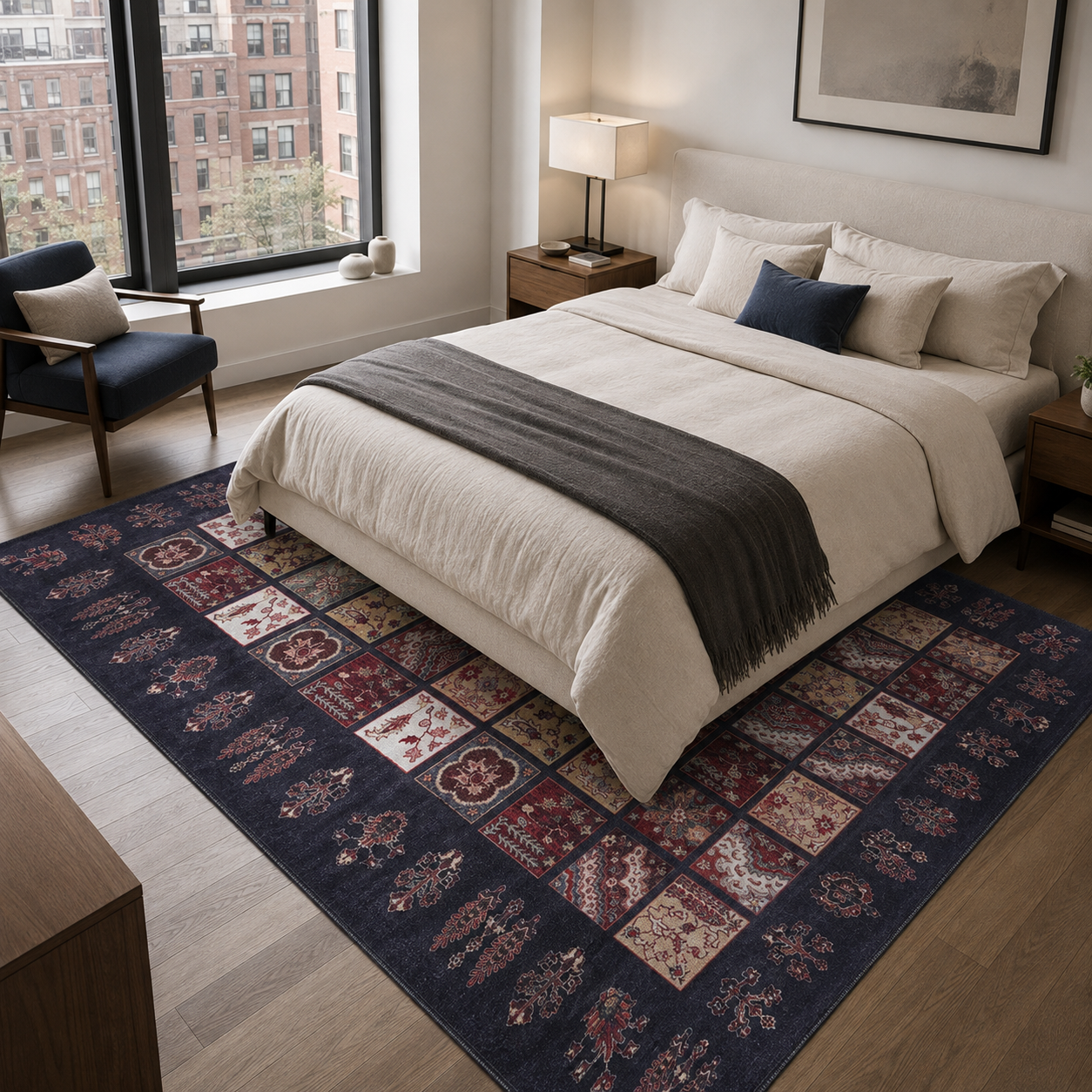 Crafted Heritage Burgundy Washable Rug by Netline Home