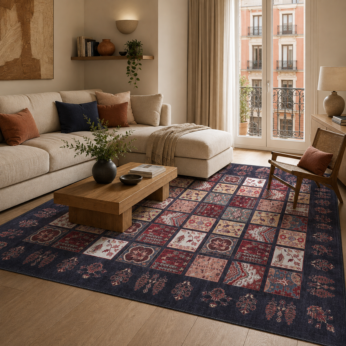 Crafted Heritage Burgundy Washable Rug by Netline Home
