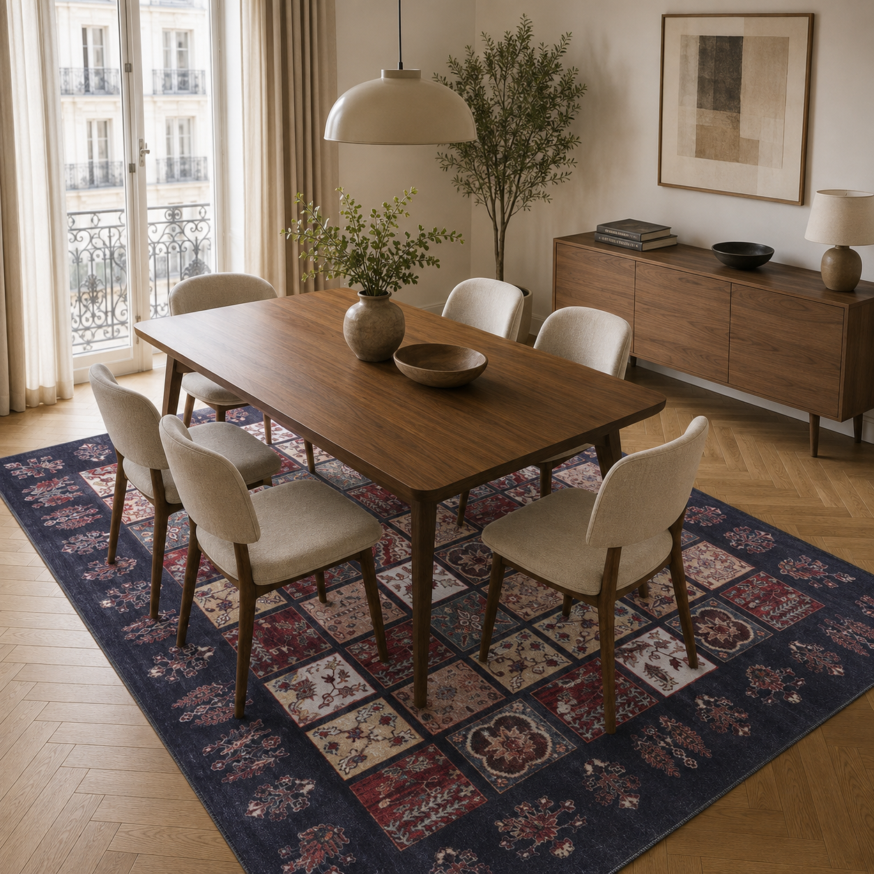 Crafted Heritage Burgundy Washable Rug by Netline Home