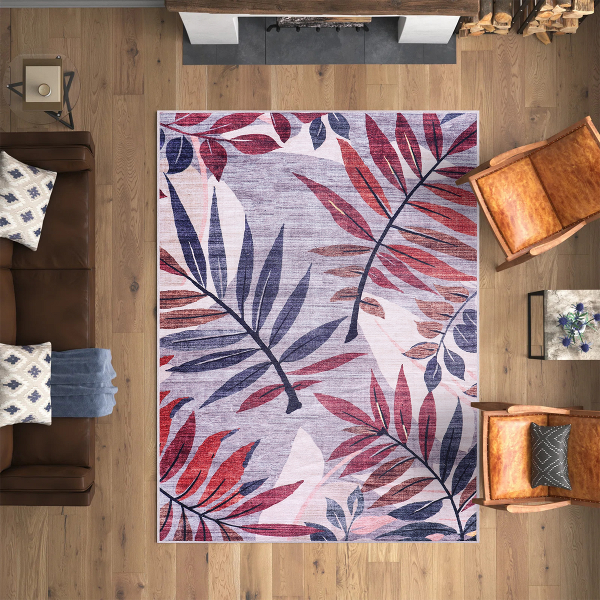 Premier Floral Soft White Washable Rug by Netline Home