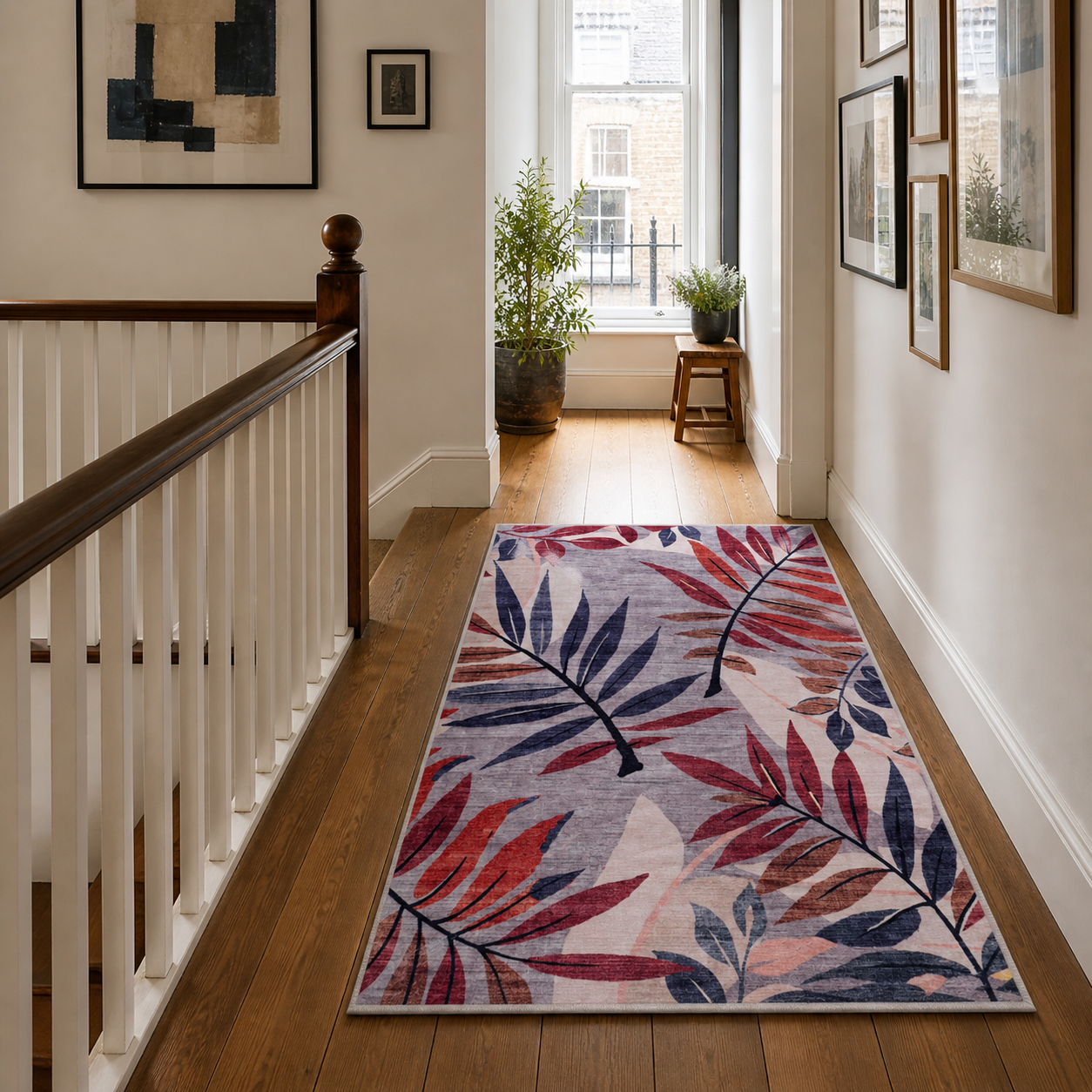 Premier Floral Soft White Washable Rug by Netline Home